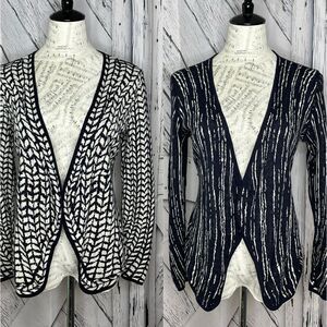 Nic+Zoe Black Nightwatch Reversible Cardigan Sweater Jacket Size M